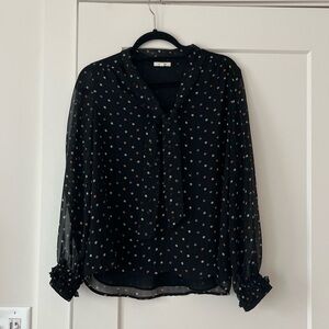 Pleione Black Blouse with Colorful Dots
